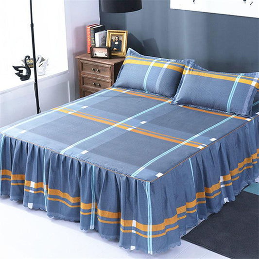 Bed Skirt and Pillowcase Three-piece Bedspread Mattress Protector Sheet Bed Cover Non-slip Bed Sheet