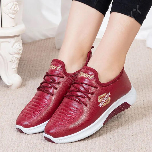 Cotton Shoes Women's Winter Leather Waterproof Thickened Plus Velvet Flat-bottomed Non-slip Warm Ankle Boots