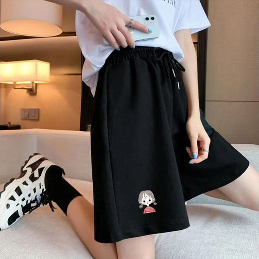 Women's Cute Print Shorts Summer Loose Wide-leg Sports Short Pants Thin Five-point Pants Girls Show Thin  Casual Shorts Ins Short Pants