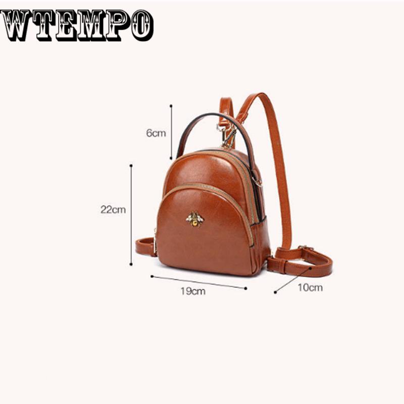 Women backpack leather school bags for teenager Women female preppy style small backpack