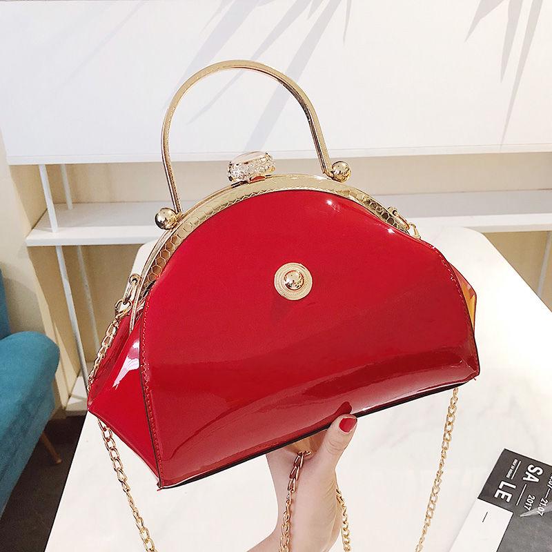 Bride Handbags Glossy Patent Temperament Name Handbags Atmospheric Wedding Dinner Clip Messenger Bag