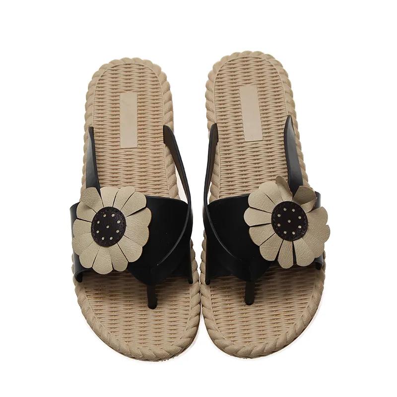 Sandals and Slippers Women's Summer All-match Fashion Flower Flat Flip-flops Outside Wear Non-slip Seaside Beach Shoes