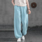 WTEMPO Cotton Linen Retro Lantern Pants women Spring and Summer Loose Solid Color Casual Trousers