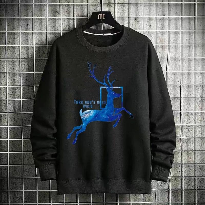 Spring and Autumn Men's Pullover Sweater Student Long-sleeved T-shirt Bottoming Shirt Large Size Men's Top Clothes T-shirt Men's Autumn Clothes