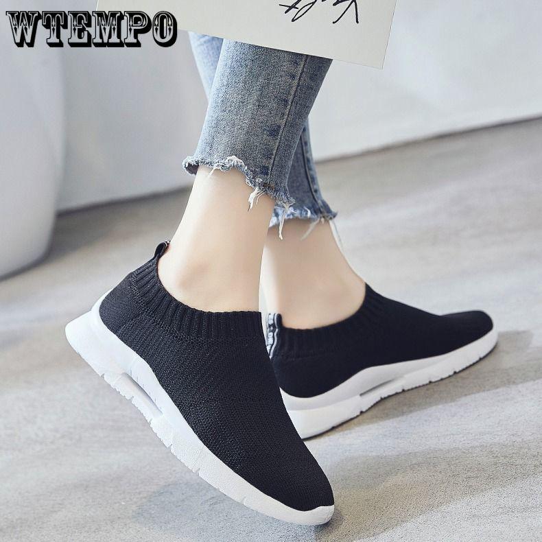 Socks Shoes Women's Casual Platform Women's Shoes 2019 New Flat Bottom Sports Shoes