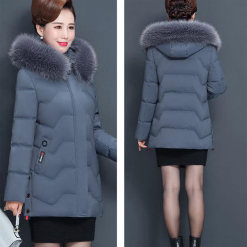 Women's Mid-length Down Jacket Winter Korean Loose Cotton Clothes Casual Hooded Padded Jacket Quilted Jacket