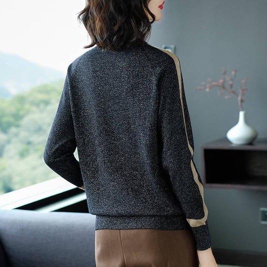 Autumn and winter shirt women's round neck loose sweater sets large size bottoming shirt