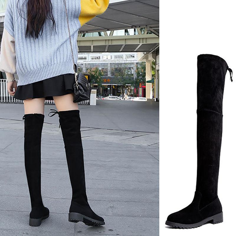 Over-the-knee Boots Women's Boots Autumn and Winter Thin Legs Elastic Women's Boots Flat-bottomed High Tube