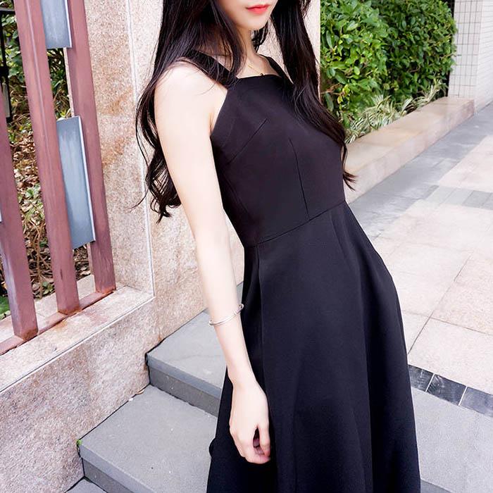 Pofulove S-3XL Women Frosty Long Black Camisole Dress Sexy Slim Sleeveless Dress A-line Dresses