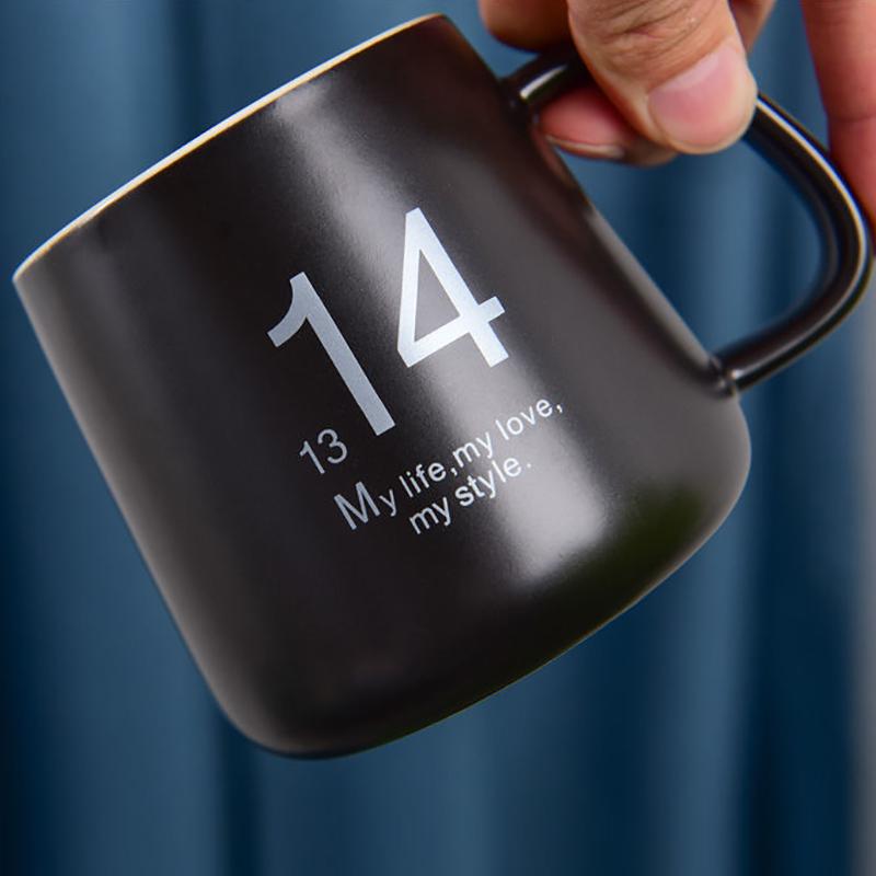 Ceramic Cup Male Mug with Lid Spoon Creative Couple Water Cup Female Pair Simple Coffee Cup Milk Cup Tea Cup