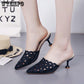 Slippers female 2019 summer fashion wild pointed high-heeled sandals and slippers