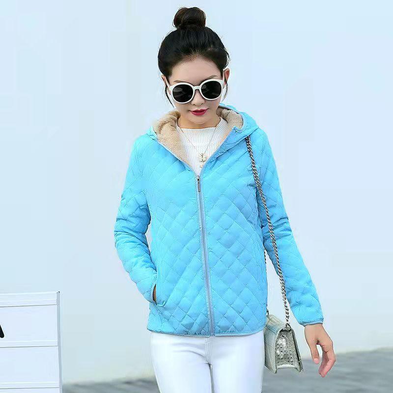 Slim Winter Cotton-padded Jacket Women's Short Light Thin Padded Jacket Plus Velvet Padded Padded Jacket Women's Imitation Lamb Velvet Coat