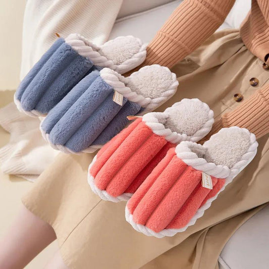 Cotton Slippers Women Thick Bottom Skin-friendly Comfortable Home Silent Floor Slippers Couple Plush Cotton Slippers Men Winter