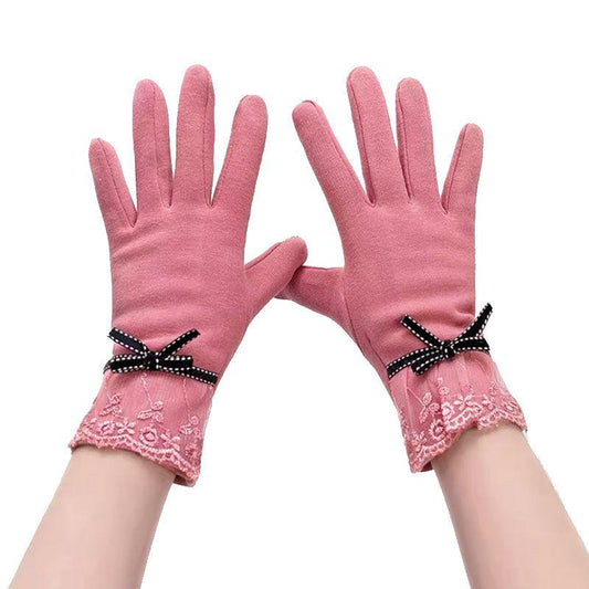 Winter Women's Warm Gloves Cute Student Cotton Plus Velvet Padded Cycling Cold-proof Touch Screen Gloves