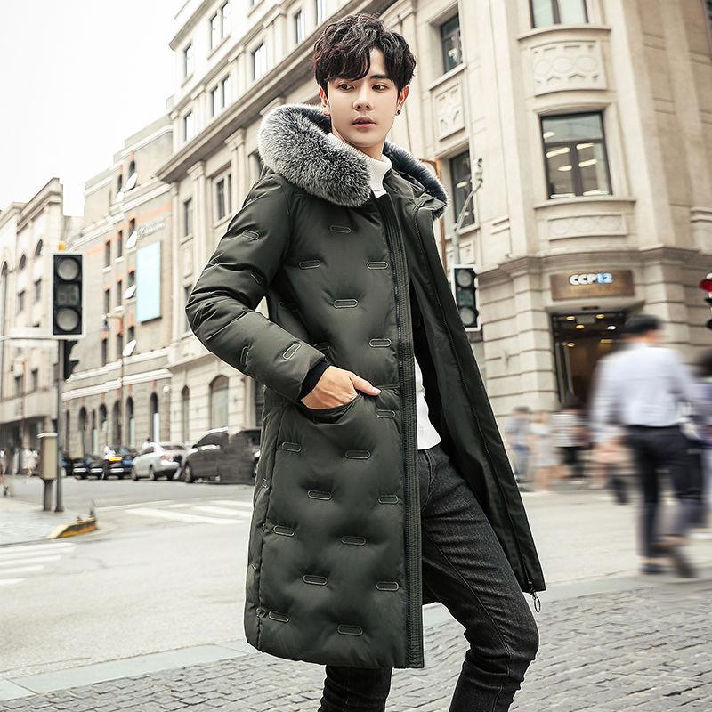 Winter Men's Down Jacket Medium Length Cotton Padded Coat Thickened Cotton Padded Jacket