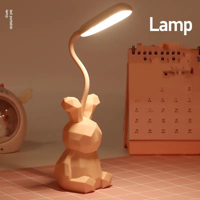 LED Eye Protection Desk Lamp USB Rechargeable Rabbit-shaped Desk Lamp Learning To Write Anti-myopia Bedroom Bedside Dormitory Night Light