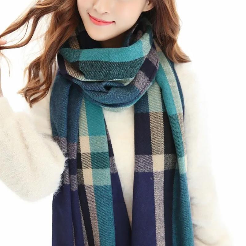 Scarf Women Winter Cute Thickened Wild Korean Plaid Scarf Trend Shawl Dual-use Warmth