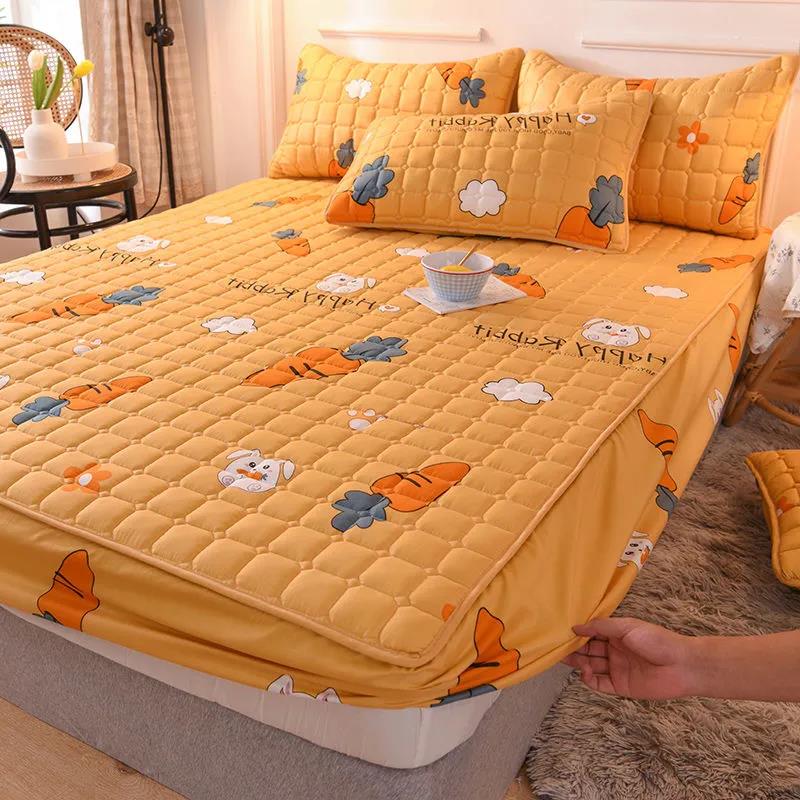 Breathable Bed Sheet Bedspread One-piece Non-slip Fixed Mattress Cover Thick Quilted Dust-proof Bedspread Cover Protective Cover