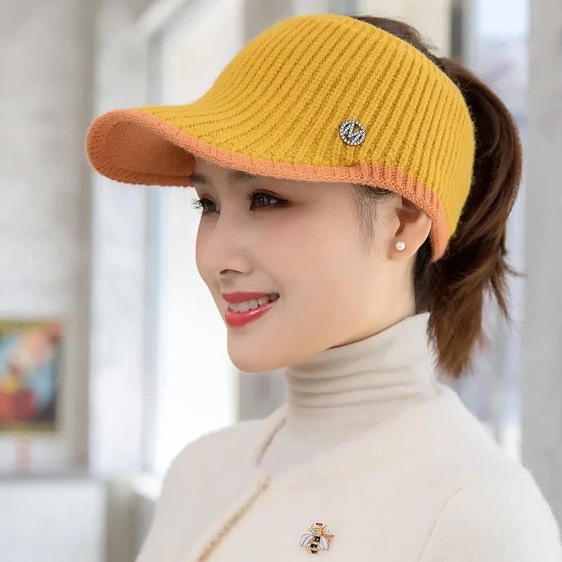 Hat Women Korean Fashion All-match Women's Empty Top Woolen Cap Knitted Warm Winter Duck Tongue Hat