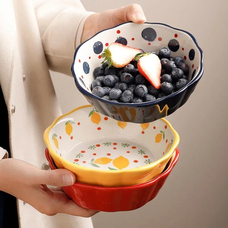 Ceramic Salad Bowl Cute Porcelain Bowl Rice Bowl Creative Small Bowl Household Bowl Single Dessert Bowl Fruit Plates