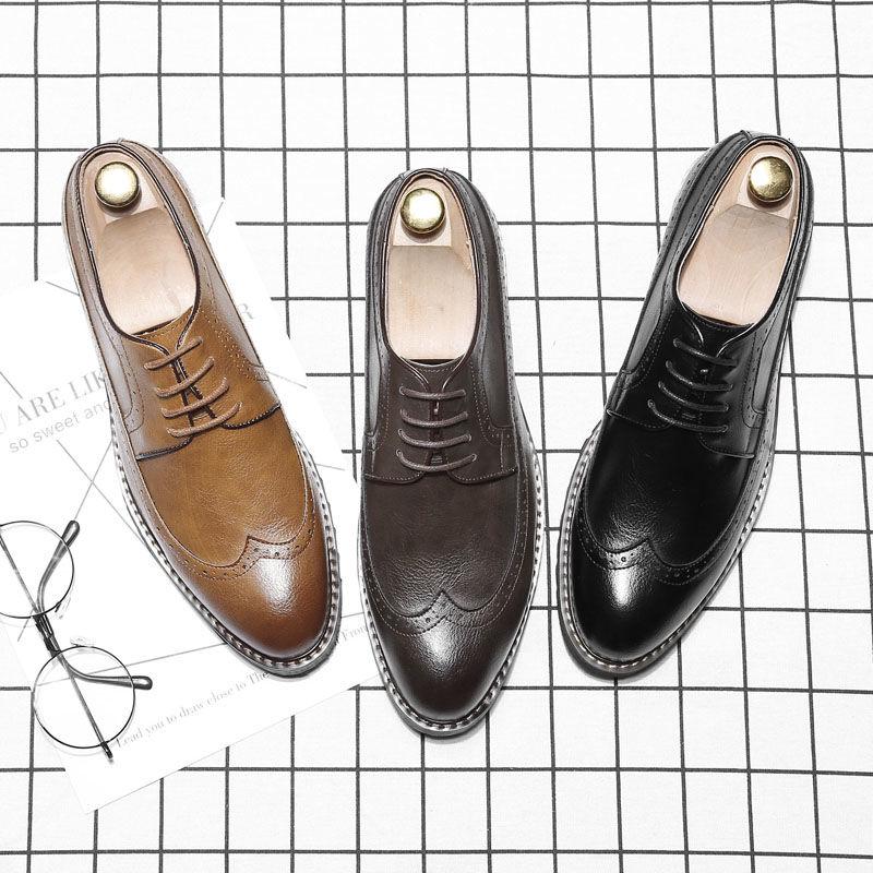 Fashion Leather Pattern Pointed Toe Dress Shoes Men Slip On Monk Strap Wedding Shoes Formal Shoes