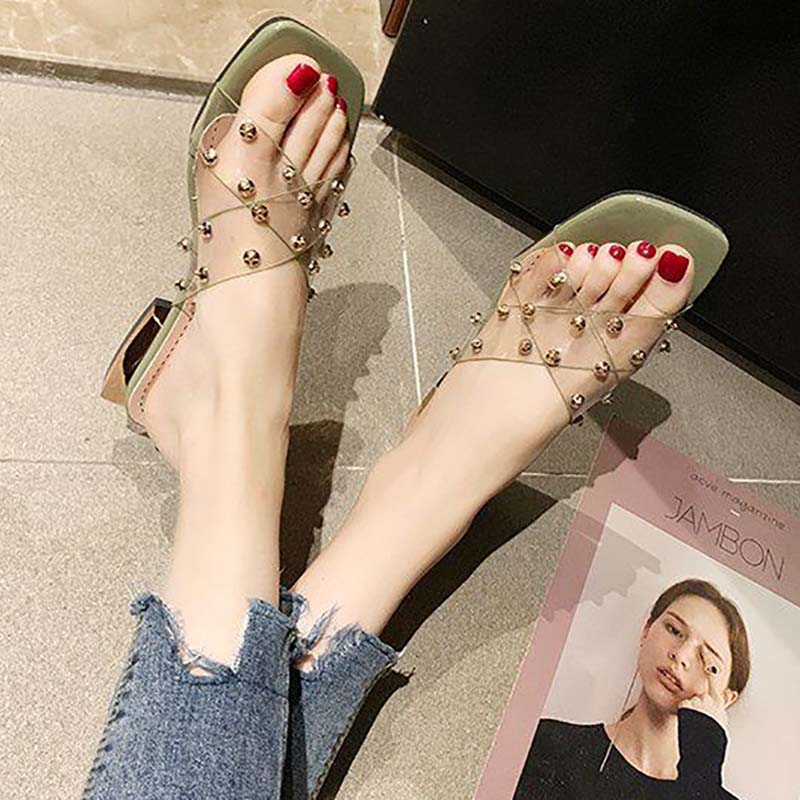 Slippers Women's Outer Wear Fashion Thick and Low-heeled Flip Flops Women Fashion Sandals and Slippers Women Transparent Slippers Women