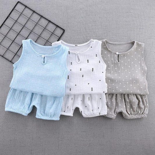 Cotton Baby Sets Leisure Sports Boy and Girl T-shirt + Shorts Sets Toddler Clothing Baby Boy and Girl Air Conditioning Clothes