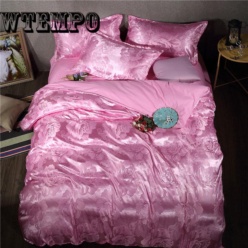 Satin Luxury Jacquard Bedding Set Yarn Dyed Duvet cover Bed Spread Pillowcase Queen King