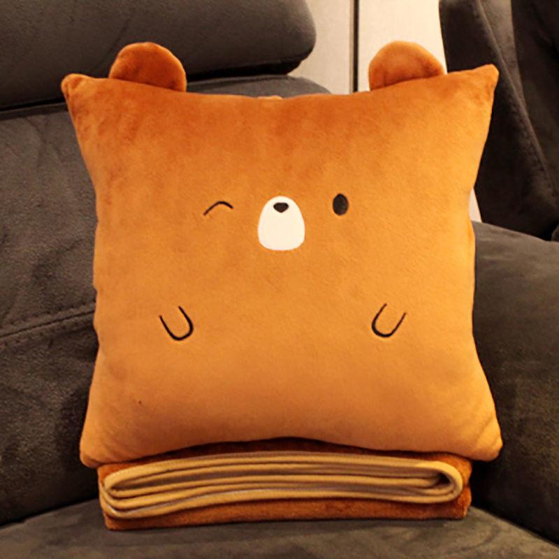 Office Throw Pillow Quilt Dual-use Napping Pillow Three-in-one Multifunctional Coral Fleece Soft Breathable Small Blanket Car Decoration Cute Pillow