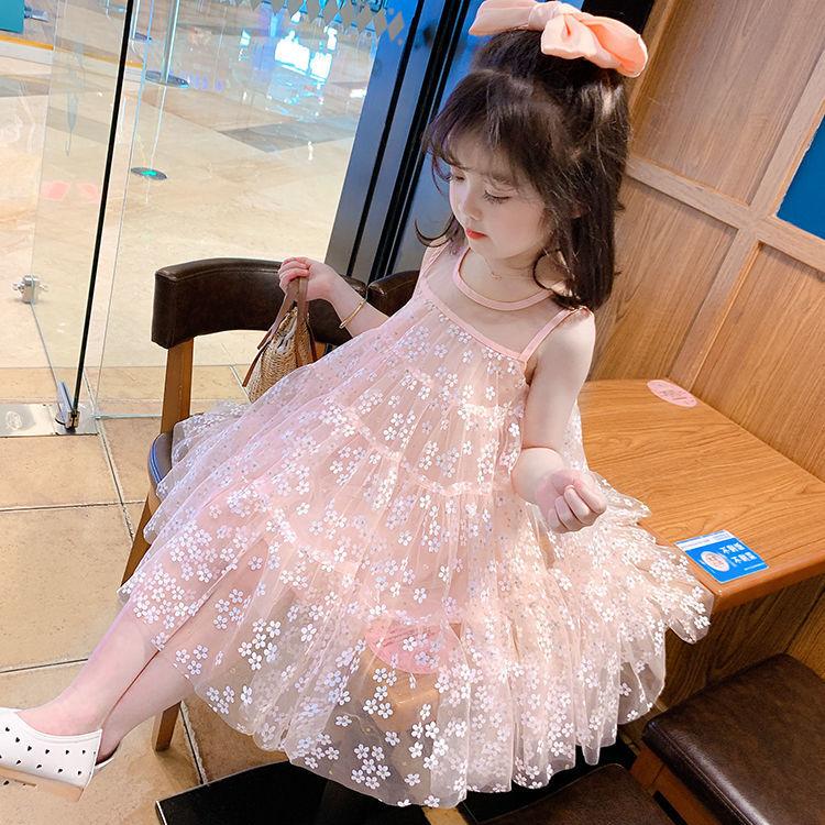 Girls Christmas Costume Lace Princess Dress Kids Sleeveless Summer Sequin Flowers Clothing Children New Year Birthday Party