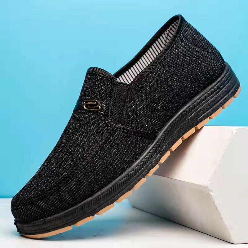 Tendon Bottom Old Beijing Cloth Shoes Men's Spring and Autumn Canvas Shoes Flat Non-slip Elderly Shoes Soft Bottom Middle-aged and Elderly Dad Shoes