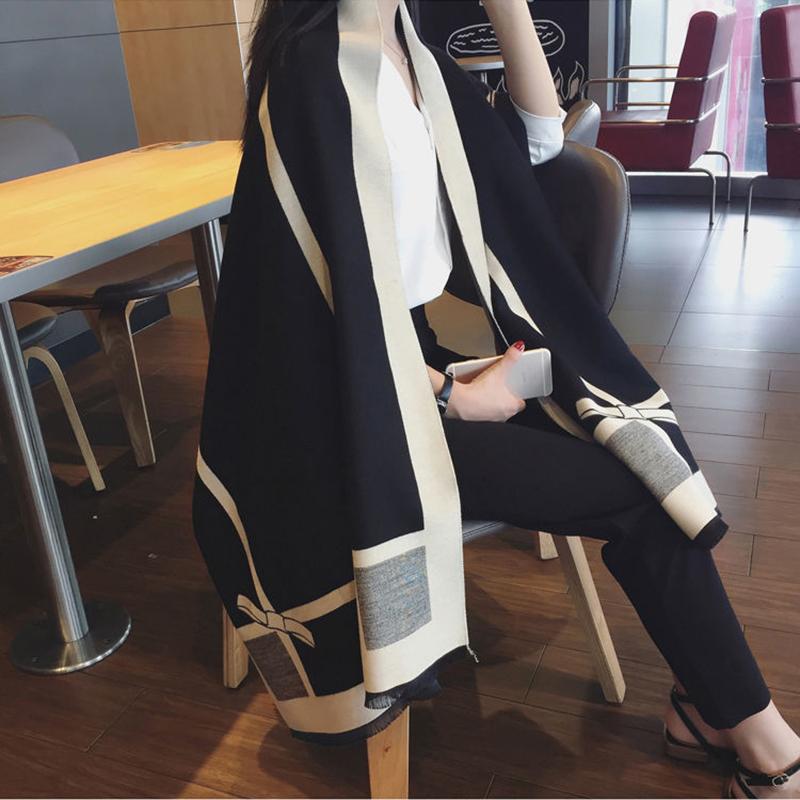 Double-sided Scarf Oversized Cashmere Shawl Dual-use Women's Winter All-match Thickened Air-conditioned Room Warm and Soft Wrap