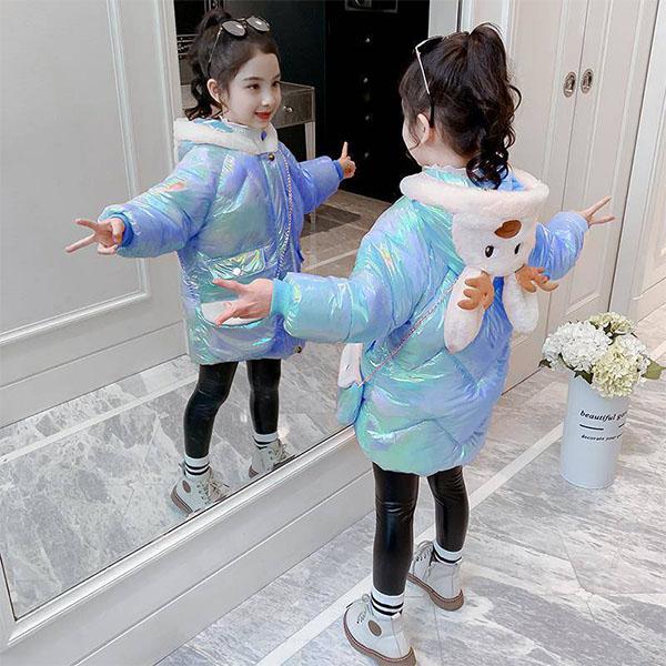 Winter Children's Thicker Girls' Cotton-padded Jackets, Large Children's Girls' Cotton-padded Jackets, Mid-length Jackets