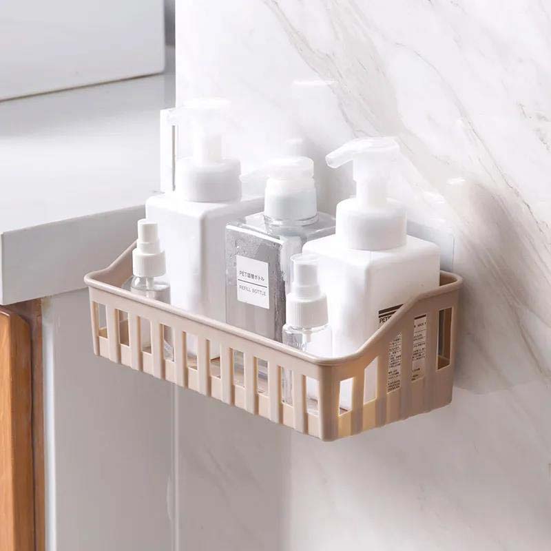 Bathroom Shelf Organizer Shower Shelves Wall Mount Kitchen Storage Basket Cosmetic Corner Rack Shampoo Holder Bath Accessories