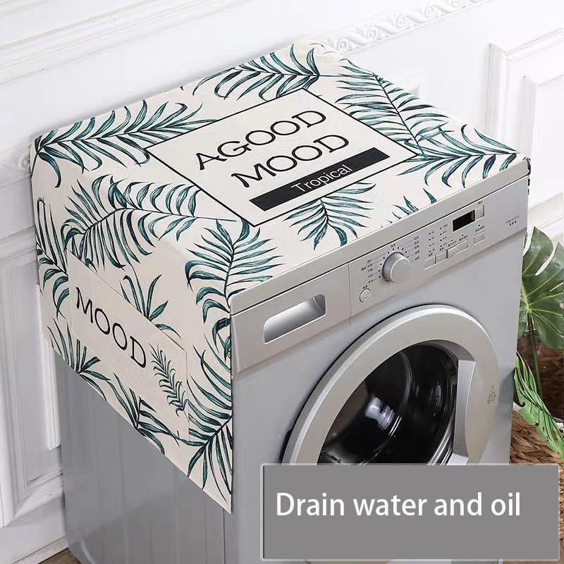 Refrigerator Cover Cloth Towel Nordic Style Linen Waterproof Tablecloth Washing Machine Cover Cover Towel Microwave Oven Cover Cloth