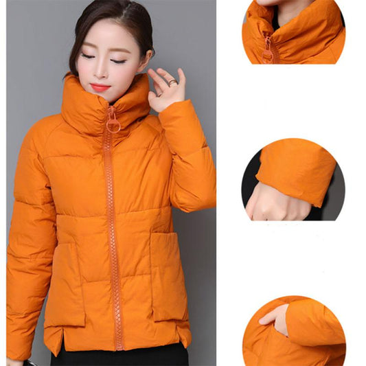 Women's Short Warm Down Jacket Winter Loose Jacket Down Jacket Casual Stand Collar Padded Jacket