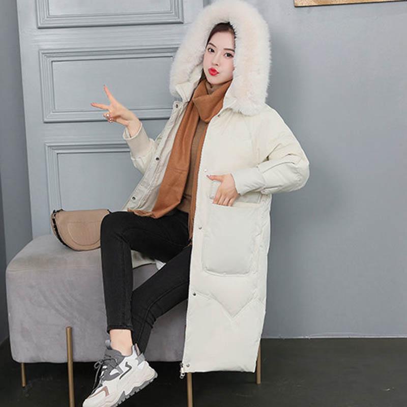 Down Jacket Women's Winter Fashion All-match Thick Mid-length Coat Loose Thin Section with Fur Collar