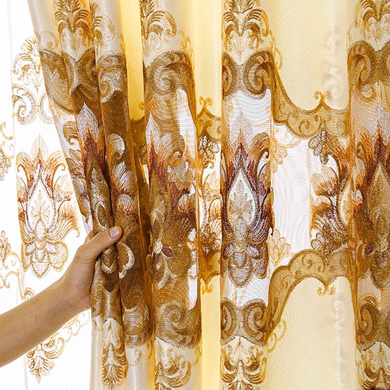 1/2pcs High-end Hollow European Water-soluble Embroidered Curtains for Living Room Balcony Bedroom Thick Double-layer Curtains