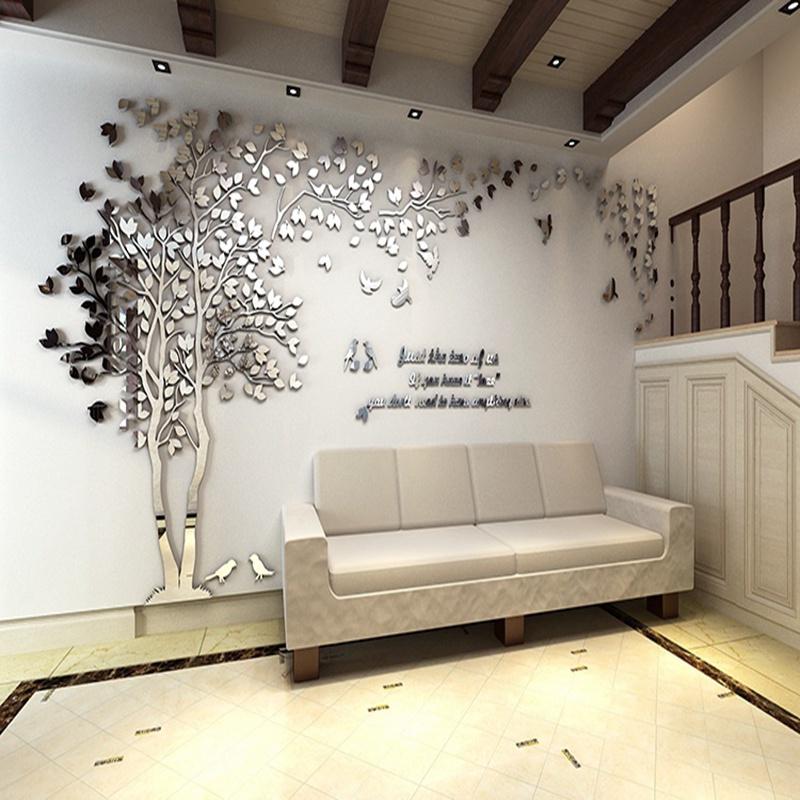 Modern Tree lovers living room wall stickers Acrylic stereo TV sofa backdrop bedroom warm crystal w