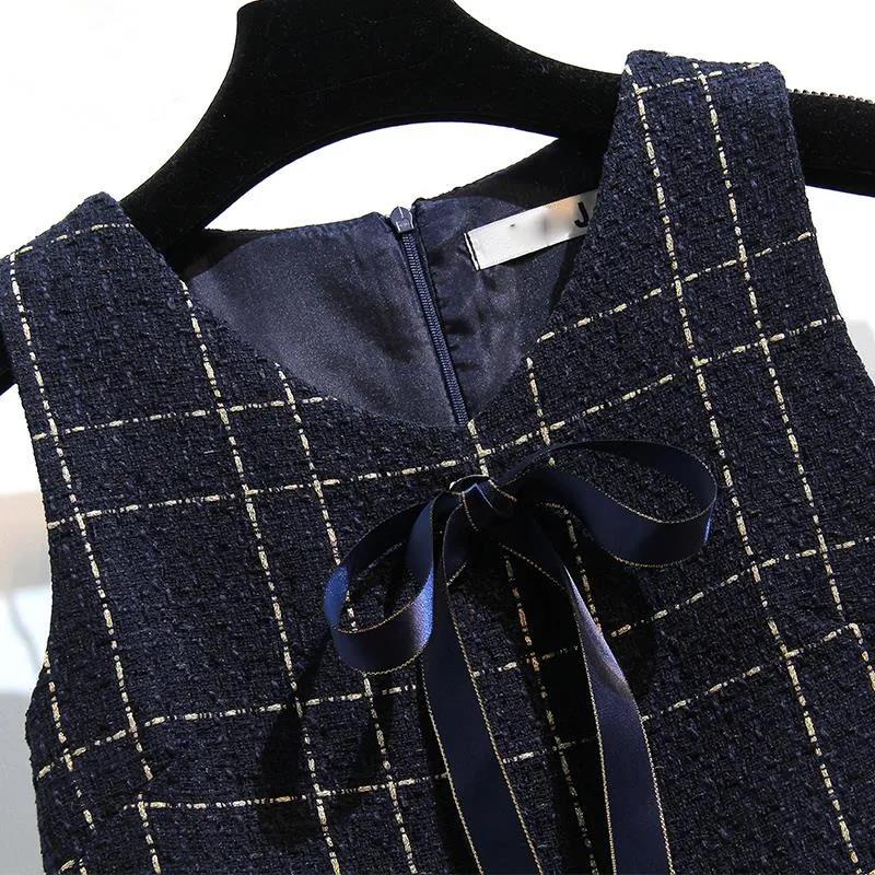 Fragrant Wind Jacket Skirt Suit Skirt Female Ladies Temperament Dress Two-piece Plaid Pattern Temperament Suit Elegant and Comfortable