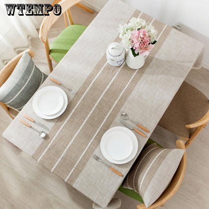 Padded Waterproof Coffee Table Restaurant Tablecloth Coffee Table Striped Tablecloth Fabric