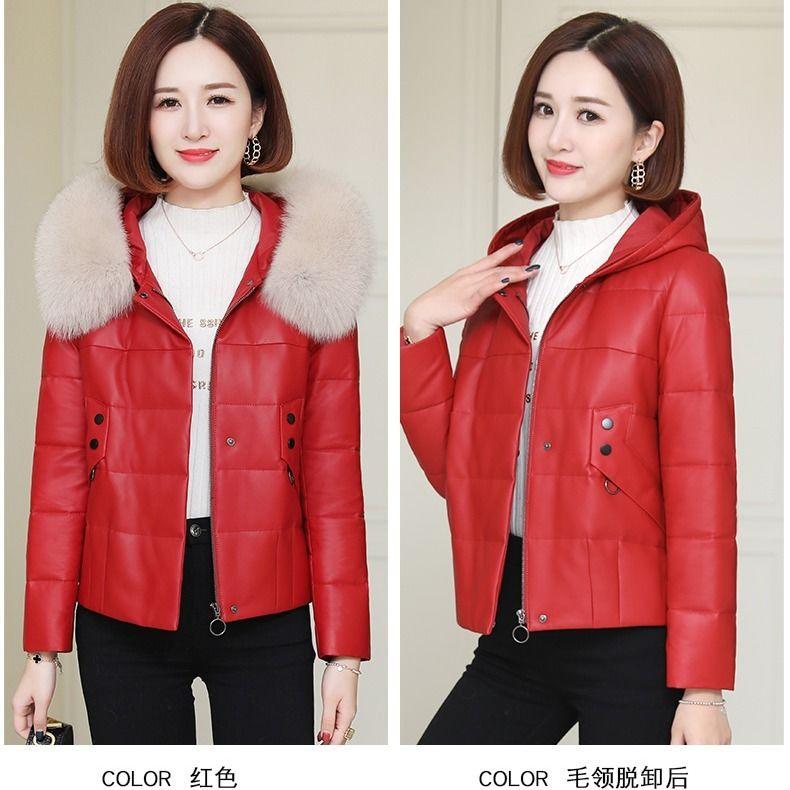 Feather Down Cotton Jacket Imitation Sheep Skin Small Leather Women Short Loose Fashion Trend Warm High Waist Jacket