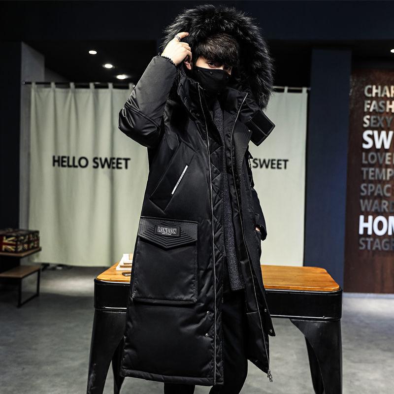 Mid-length Over The Knee Large Size Stand-up Collar Men's Down Jacket Winter Fashion Trend Windproof Warm Youth Jacket