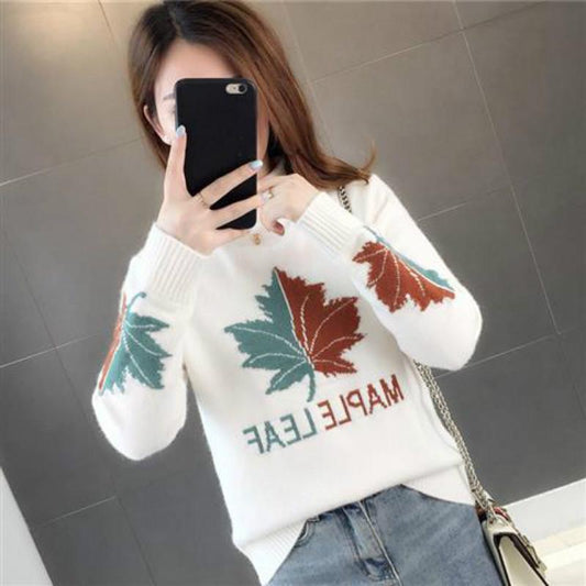 PofuLove Half-High Collar Thick Pullover Warm Long Sleeve Bottoming Shirt Autumn and Winter Sweater