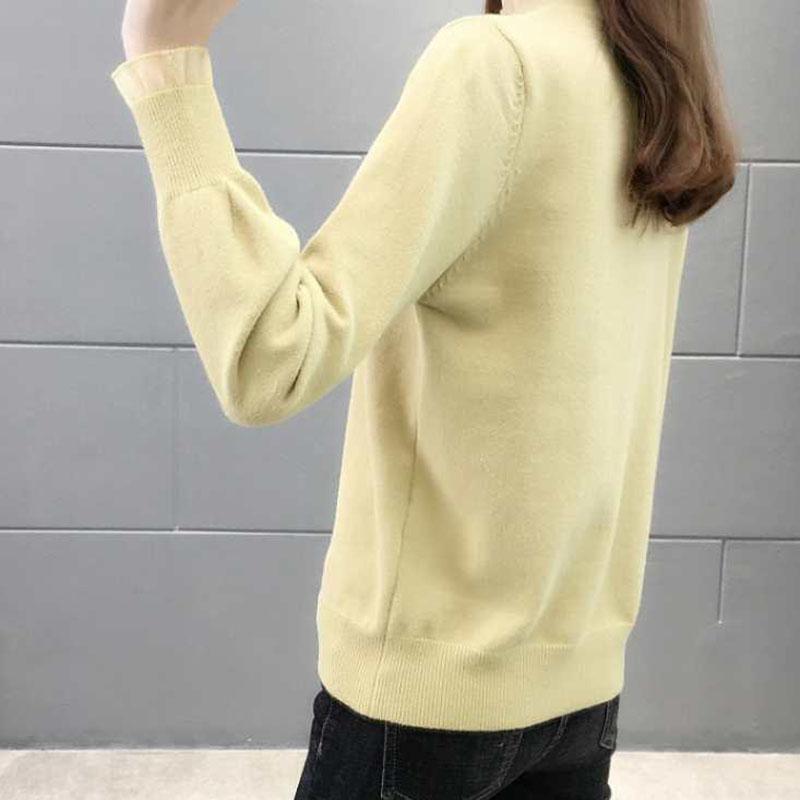 Autumn and Winter Loose Slim Sweater Half High Neck Knitted Long-sleeved Bottoming Shirt Fashion Simple Female Top