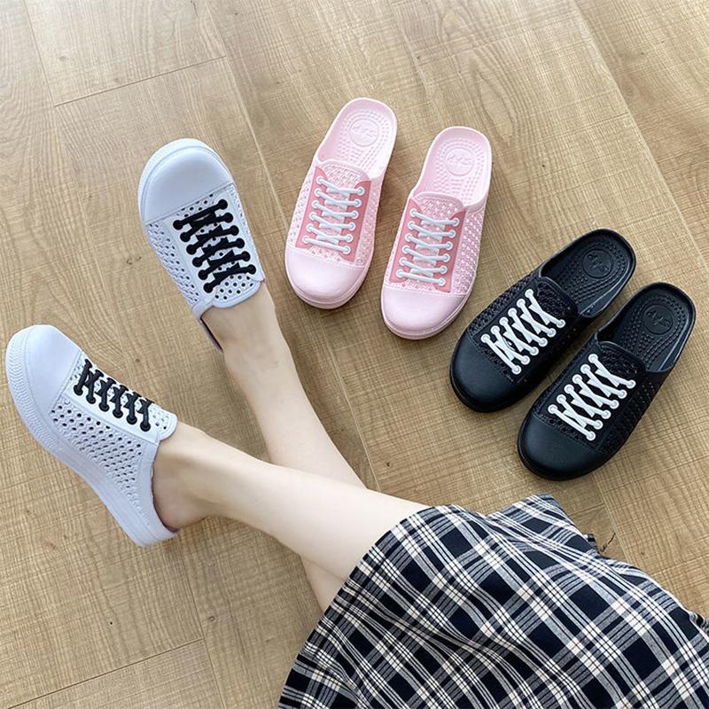 Female Students' Sandals and Slippers Women's Summer Wear Fashion Non-toed Half-drag One-step Non-slip Shoes