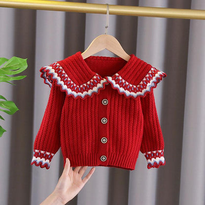 Sweaters Girls' Jacket 2021 Autumn Baby Girl Sweater Knitted Cardigan Spring and Autumn Korean Version