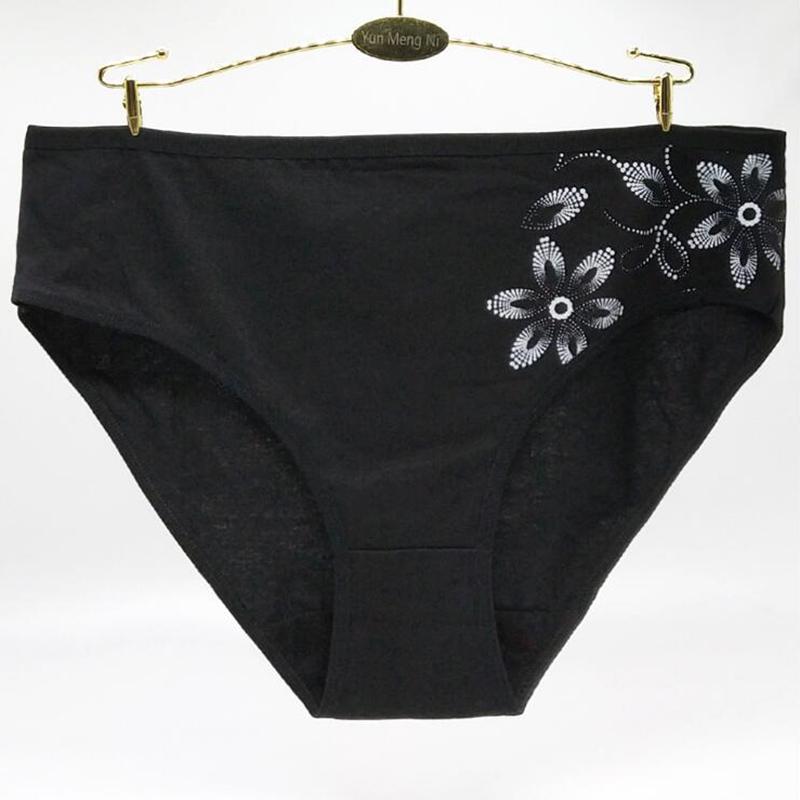 6pcs/lot Woman Underwear Cotton Mid-Rise Floral Print Ladies Mothers Briefs Panties Lingerie Plus