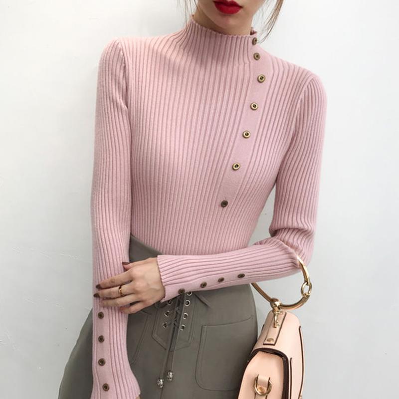 Slim High-neck Sweater Women's Long-sleeved Sweater Warm Top Spring and Autumn Solid Color