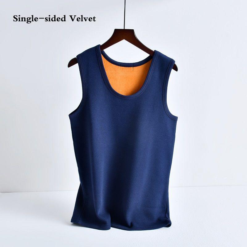 Men Winter Autumn Plus Velvet Thicken Thermal Underwear Tight Vest High Elasticity Comfortable Versatile Soft Lining O-neck Male Sleeveless Breathable